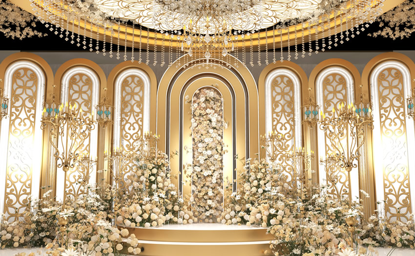 青浦香槟色调婚礼堂效果展示